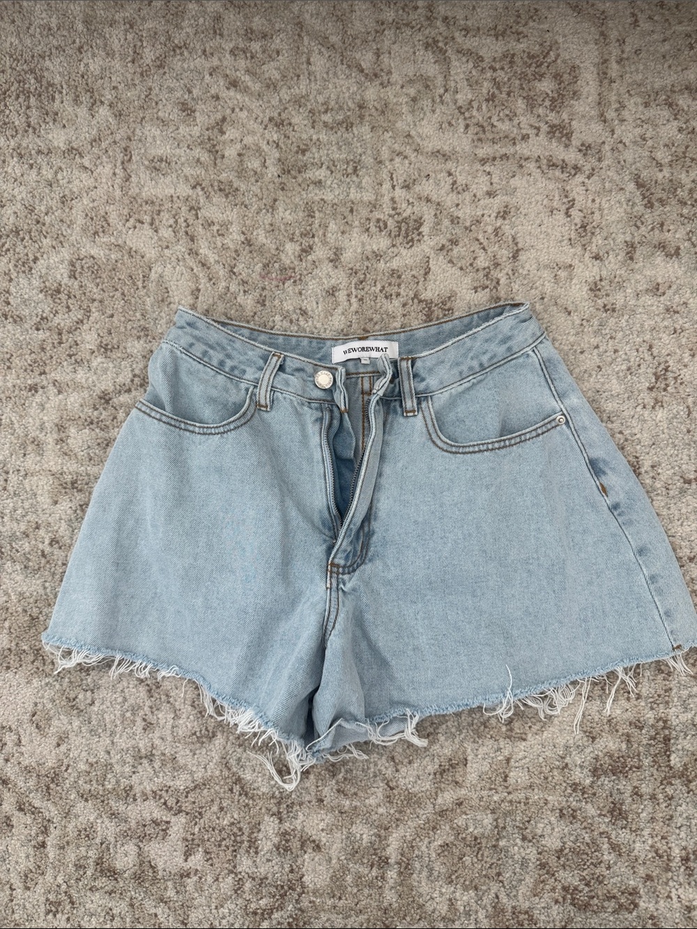 WWW Faded Light Blue High-Rise Denim Cutoff Shorts -